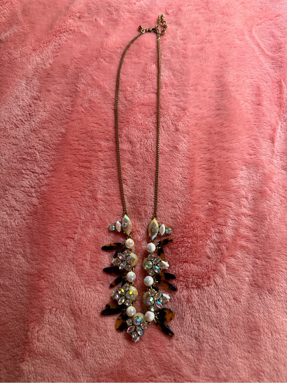 J Crew Statement Pearl & Crystal Bib Necklace - Gold Tone